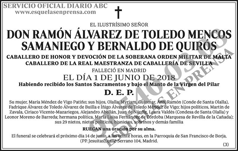 Ramón Álvarez de Toledo Mencos Samaniego y Bernaldo de Quirós